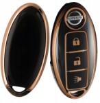  Szilikon Kulcstartó Tok Nissan Qashqai, Juke, Tiida, X-Trail, fekete-arany