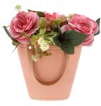 Trend-Deco gipsz virágtasak, bőr fogantyúkkal, virágcserép kaspó (TD00164-3/BEIGE)