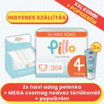 Pillo mindenmentes PURE pelenka XXL KOMBI+ CSOMAG (törlőkendővel és popsikrémmel) - 4-es méret (9-14 kg)