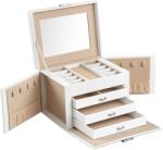 SONGMICS 3 fiókkal és tükörrel fehér 22x16x17 cm JBC159W01