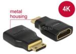 Delock Adapter Gyors-sebességű HDMI Ethernettel - HDMI Mini-C apa > HDMI-A anya 4K (fekete) (DL65665) (DL65665)