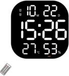 VTM Digitális asztali és falióra fehér LED fénnyel, naptár, stopper, hőmérséklet, ébresztő, hőmérő, szundi funkció, állítható fényerő, 32x32 cm (FRZ-Ceas32cmAlb)