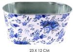 IRIS bádog kaspó ovál kék virág 23x12cm (QX_IMPEX_KFT_81030) (QX_IMPEX_KFT_81030)