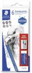 STAEDTLER Grafitceruza készlet, hegyezővel, radírral, hatszögletű, STAEDTLER Mars Lumograph 100 , 6 különböző keménység (TS61100C6)