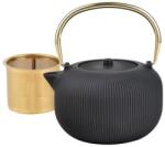 KINGHOFF Öntöttvas teáskanna, 1, 0L, rozsdamentes acél szűrővel, fekete/arany, szett (KH1931)