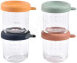 Beaba Set recipiente pentru mâncare Sunrise Color Mix Beaba 250 ml, 4 bucăți, din sticlă de calitate (BE914009)