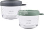 Beaba Set recipiente pentru mâncare Mineral Sage Green Beaba 150 ml, 2 bucăți, din sticlă de calitate (BE914016)