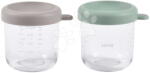 Beaba Set boluri pentru mâncare Sage Green Gazelle Beaba 250 ml, 2 bucăți, din sticlă de calitate (BE914011)