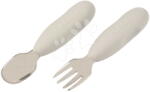 Beaba Primul set de tacâmuri pentru copii Stainless Steel Pre-Cutlery Velvet Grey Beaba furculiță și linguriță gri, de la 10 luni (BE913581) Set pentru masa bebelusi