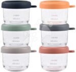Beaba Set recipiente pentru mâncare Sunrise Color Mix Beaba 150 ml, 6 bucăți, din sticlă de calitate (BE914015)