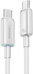 USAMS Кабел за бързо зареждане и данни USAMS SJ660 PD100W Type-C към Type-C прозрачен и светлинна индикация 1.2м, бял (SJ660USB02)