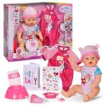 Zapf Creation Baby Born, papusa Emma, 43 cm, set cu salopeta suplimentara + pachet de 5 scutece gratuit Papusa