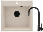 Deante Mosogatótálca, Deante Evora Gránit mosogató csapteleppel, 1 medencés bézs, ZQJN5103