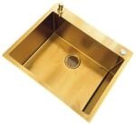 Kevmil MEX 500.500 Exkluzív design extra mély egymedencés rozsdamentes mosogató adagolóval 50 x 50 x 23 cm - Gold (mex 500x500 gold)
