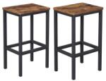 Vasagle Bárszék szett 2 db fekete acél rusztikus barna (LBC65X)