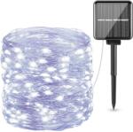 TF 30 m-es 300 micro LED-es, napelemes dekor fényfüzér, hideg fehér, 8 világítási móddal (M724)
