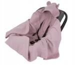 Infantilo muszlin takaró, kapucnival, autósüléshez, rózsaszín (brudny roz)