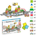 Mamido Set de construcție magnetic oraș 50 piese, 5x vehicule de serviciu MT1447 (MT1447) Jucarii de constructii magnetice