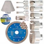PiranhaCut lyukfűrész készlet, gyémánt, greslaphoz, 8 db, 6-68mm átmérő, sarokcsiszolóhoz (pcdde-set4)
