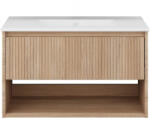 TMP cabinets SLIM STRIPE 60 fali függesztett fürdőszobabútor - SKY E-8099-60 porcelán mosdóval - 61 x 46 cm (83400032) - globalvivamarket