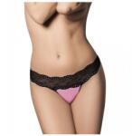 Passion Kalypso tanga csipkés derékpánttal - fekete&sol; rózsaszín