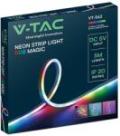 V-TAC 5V okos RGB neon futófény LED szalag szett IP20 SMD 30 db/m, távirányítóval - SKU 24050 (24050)