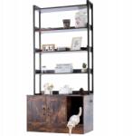 Vevor Alomtálca tok, 4 polccal, sötétbarna, 85×49×183cm, MDF, mágneses ajtó (Vevor)