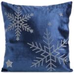 Takoy Karácsonyi bársony díszpárnahuzat 45x45 cm kék hópelyhekkel