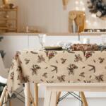 Takoy Karácsonyi asztalterítő 140x220 cm bézs vörösbegyek a magyalon