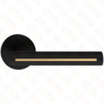 METAL-BUD ELEGANZA/ELEGANT ajtókilincs kerek rozettás R - FIT rozettás 6mm fekete díszes arany betéttel WC (50-MB-VELEOFIZCZ-58)