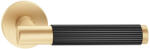 METAL-BUD TIME LINEAR ajtókilincs kerek rozettás R SLIM szatén sárgaréz fekete ajtókilinccsel - CORONA PREMIUM (10-MB-ZTLOSLMSCZ-58)
