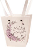 Valex Decor 10db. "Boldog nőnapot! " feliratos virág táska 12(h) x 8(sz) x 12.5(m) cm (FNP-08)