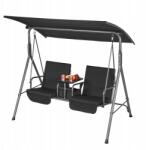 VEVOR 3 személyes kerti hinta, állítható napellenző, párnák, fekete (Vevor)
