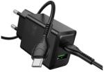 hoco. N71 hálózati töltő USB+Type-C aljzat (30W, PD gyorstöltő 3.0 + Type-C kábel) FEKETE (N71_TYPEC_B) - bluedigital