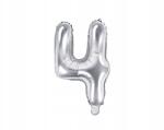 Party Deco Fólia lufi "4" szám, 35cm, ezüst