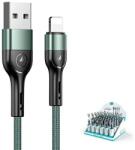 USAMS Cablu braided pentru incarcare si transfer de date USAMS U55, USB-A la Lightning, 2A, 1m, Verde (6958444945248)