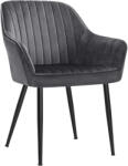 Brius Scaun living tapitat catifea cotiere cadru metalic 110 kg, 63x60x85 cm, design elegant, gri (EZ-LDC087G01)