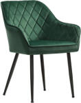 Brius Scaun living tapitat catifea cotiere cadru metalic 110 kg, 63x60x85 cm, design elegant, verde (EZ-LDC088C01)