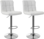 Brius Set 2 scaune bar reglabile pe inaltime, cu spatar, sezut PU si suport picioare, rotatie 360A , 38x45x115 cm, alb (EZ-LJB64W)