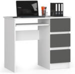 Brius Birou computer cu 3 sertare si raft pentru tastatura, dreapta, 90x50x77 cm, alb si gri (AK-04384191)