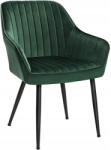 Brius Scaun living tapitat catifea cotiere cadru metalic 120 kg, 63x60x85 cm, design elegant, verde (EZ-LDC087C01)