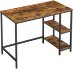 Brius Birou cu 2 rafturi pe stanga sau dreapta, cadru din otel, 50x100x75cm, industrial, maro rustic si negru (EZ-LWD046B01)