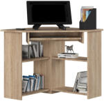 Brius Birou colt pal rafturi si polita tastatura, 80x80x74 cm, design compact, stejar sonoma (AK-38160569)