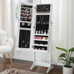 Brius Oglinda podea suport mdf cu spatiu depozitare integrat, 41x37x152 cm, design modern, alb (EZ-JJC69WT)