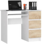 Brius Birou computer pal 3 sertare raft tastatura, 90x50x77 cm, design modern, alb stejar sonoma (AK-38165809)