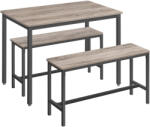 Brius Masa bar 2 banci cadru metalic design industrial pal, 110x70x75 cm, design modern, stejar sonoma (EZ-KDT070B02)