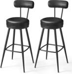 Brius Set 2 scaune bar rotative 360 spatar piele sintetica otel, 101 cm inaltime, design modern, negru (EZ-LBC889B01V1)