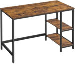 Brius Birou cu 2 rafturi pe stanga sau dreapta, cadru din otel, 60x120x75cm, industrial, maro rustic si negru (EZ-LWD47X)