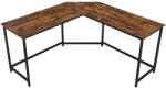 Brius Birou colt forma l cadru otel stil industrial spatios, 149x149x75 cm, depozitare, maro rustic negru (EZ-LWD73X)