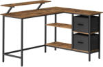 Brius Birou forma l suport monitor 2 rafturi 2 sertare, 105x135x76 cm, industrial, maro rustic (EZ-LWD098B01)